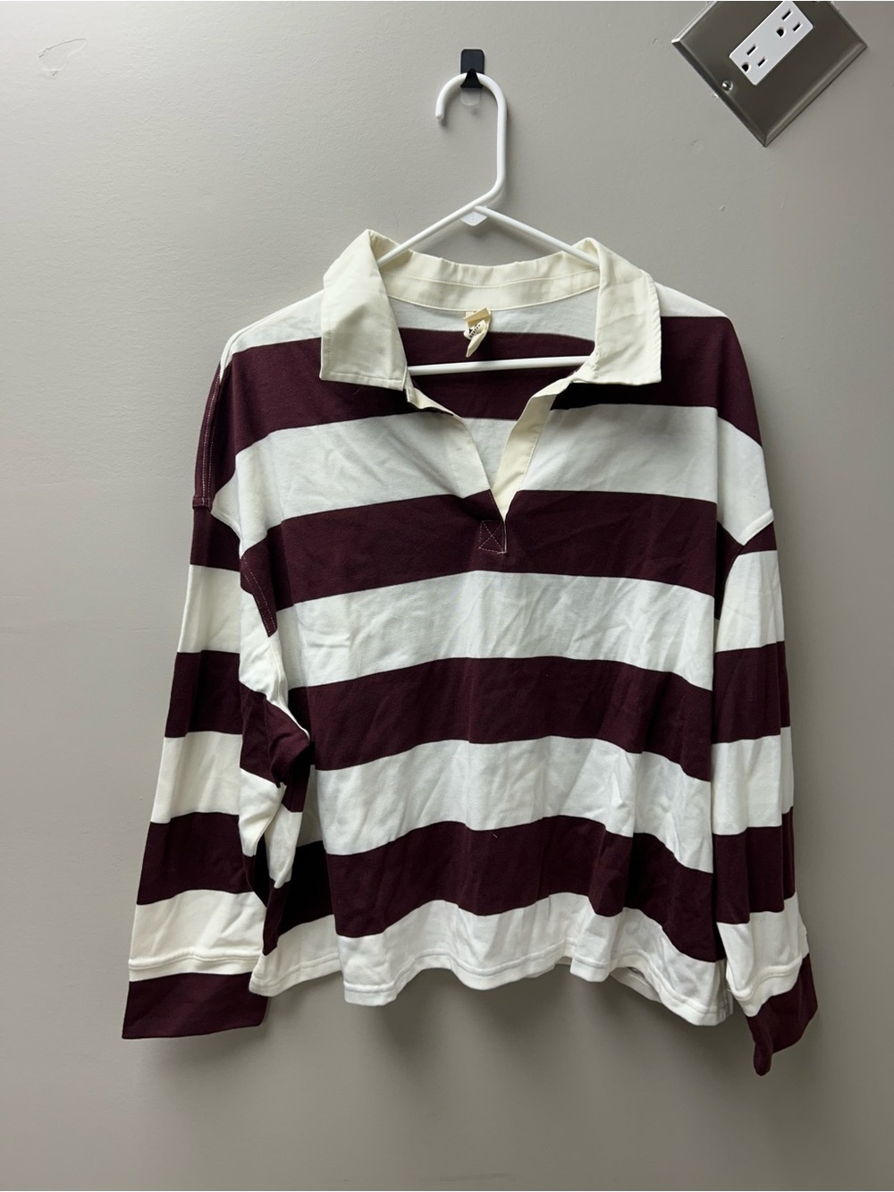 Harper + Zoe Women’s Burgundy & White Striped Rugby Shirt